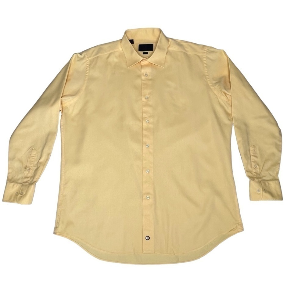 DAVID DONAHUE Yellow Long Sleeve Button Down Trim Men's Shirt Size 17.5/34-35